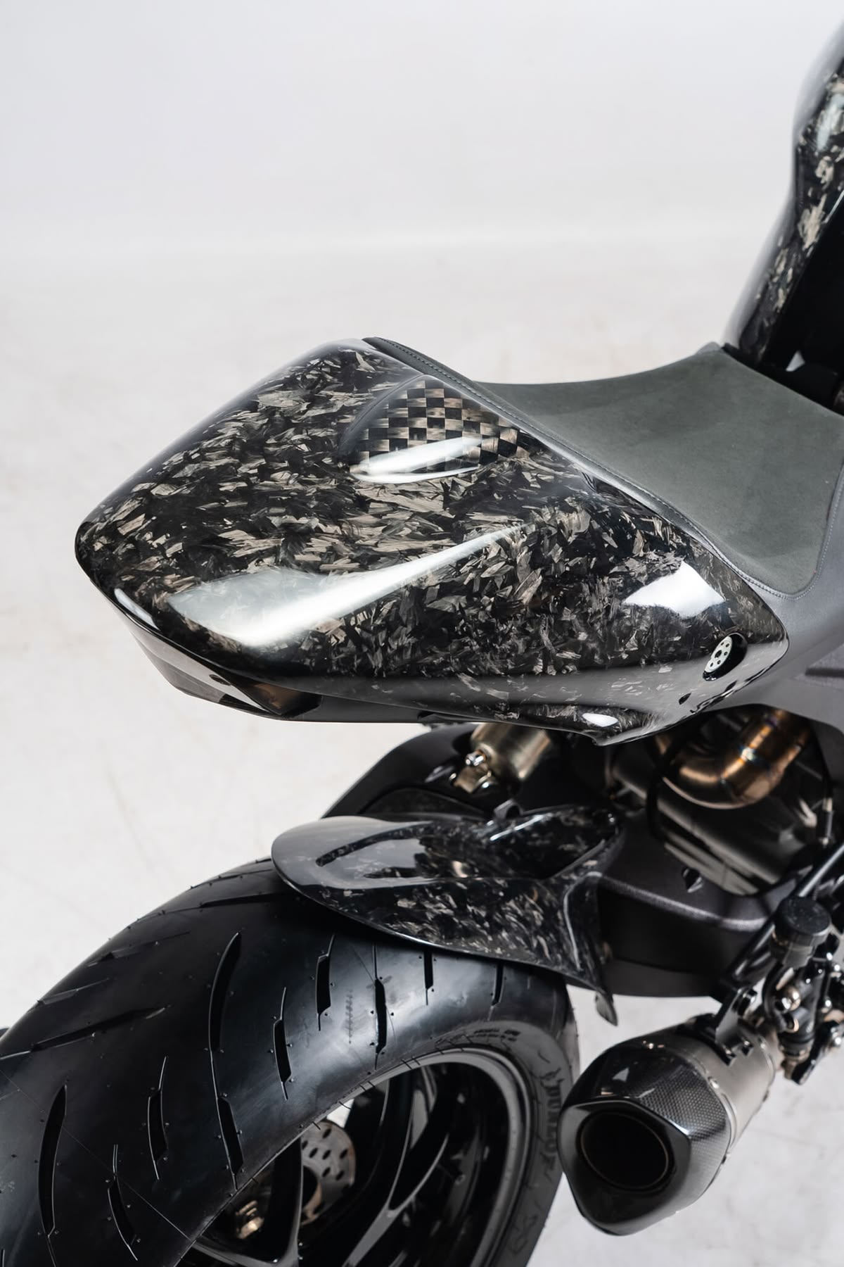 Forged carbon motorcycle tail cowl
